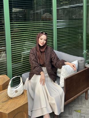 Muadil Dokulu Ceket Acı Kahve