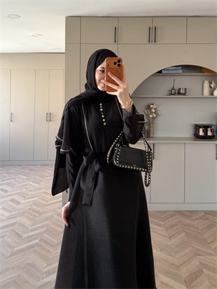 Muse Nakış Detaylı Volanlı Elbise Siyah (26056)