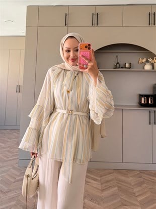 Nacre Çizgili Bluz Butteryellow 
