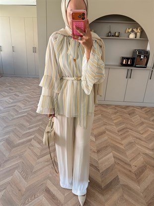 Nacre Çizgili Bluz Butteryellow 