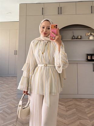 Nacre Çizgili Bluz Butteryellow 