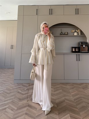 Nacre Çizgili Bluz Butteryellow 
