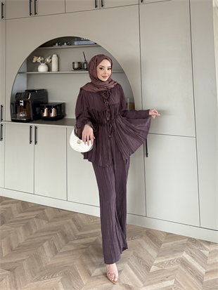 Nada Dantel Detaylı Pantolonlu Takım Mürdüm (2023)