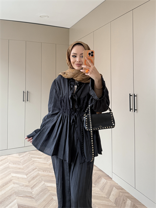 Nada Dantel Detaylı Pantolonlu Takım Siyah (2023)