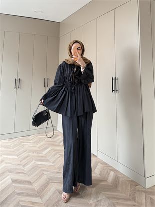 Nada Dantel Detaylı Pantolonlu Takım Siyah (2023)