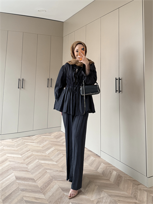 Nada Dantel Detaylı Pantolonlu Takım Siyah (2023)