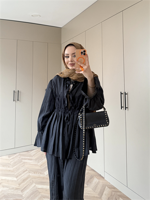 Nada Dantel Detaylı Pantolonlu Takım Siyah (2023)