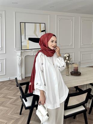 Nakışlı Kimono Beyaz