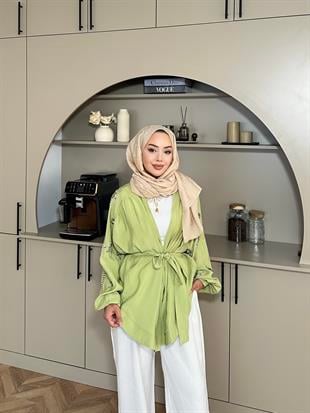 Nakışlı Kimono Fıstık Yeşili
