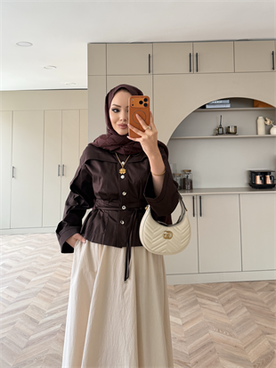 Nakışlı Poplin Etek Bej (2329)