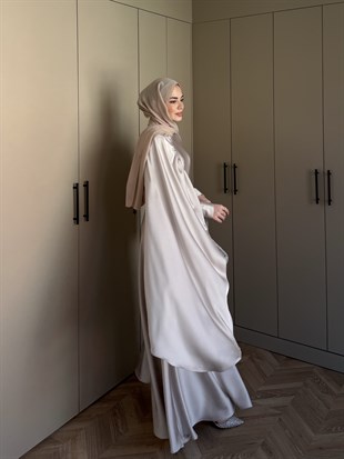 Nalia Şal Detaylı Saten Elbise Taş (26079)
