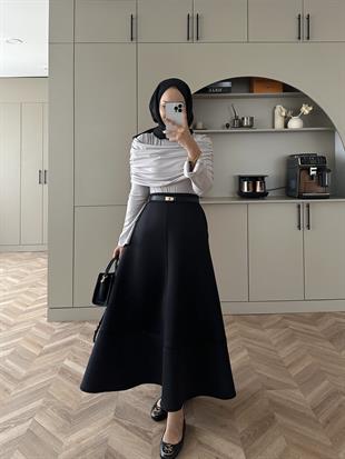 Nalu Drapeli Çıtçıtlı Body Gri