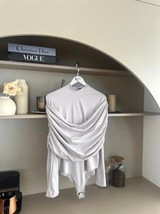 Nalu Drapeli Çıtçıtlı Body Gri