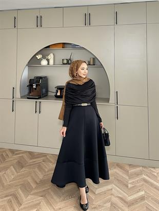 Nalu Drapeli Çıtçıtlı Body Siyah