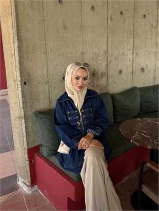 Neris Çin Kapama Detaylı Kot Ceket Açık Mavi (0725)