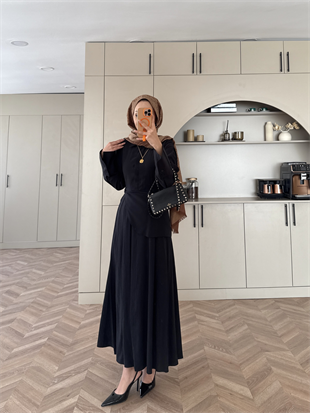 Navid Yandan Kemer Detaylı Tensel Elbise Siyah (618) 