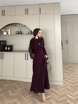 Navid Yandan Kemer Detaylı Tensel Elbise Bordo (618)