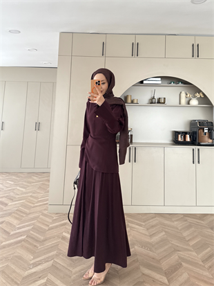 Navid Yandan Kemer Detaylı Tensel Elbise Bordo (618)