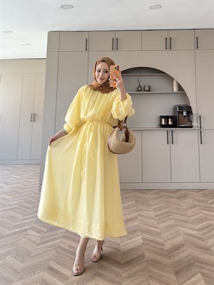 Navy Beli Büzgülü Elbise ButterYellow (2027)
