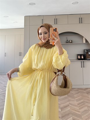 Navy Beli Büzgülü Elbise ButterYellow (2027)