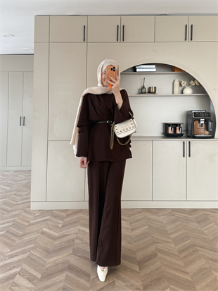 Delara Atkılı Pantolonlu Takım Bej (2357)