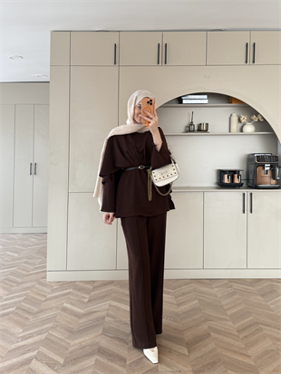 Delara Atkılı Pantolonlu Takım Bej (2357)