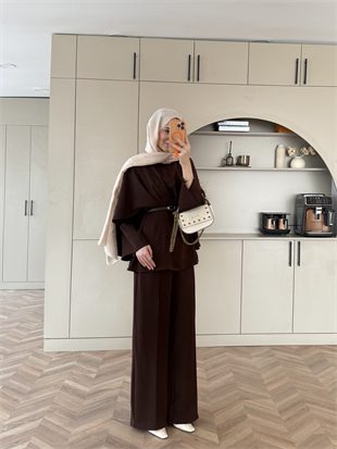 Delara Atkılı Pantolonlu Takım Bej (2357)