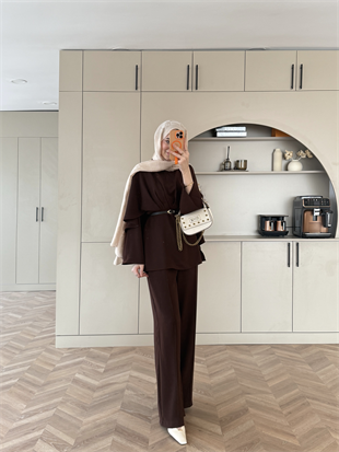 Delara Atkılı Pantolonlu Takım Bej (2357)