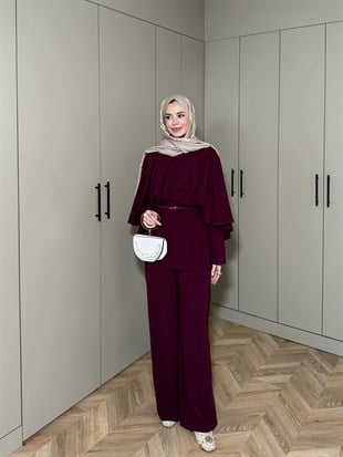 Delara Atkılı Pantolonlu Takım Acı Kahve (2357)