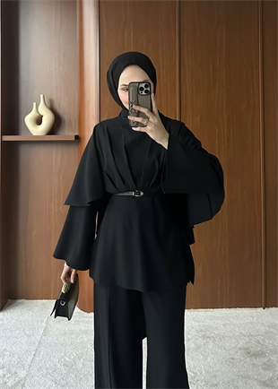 Nazra Yarasa Kol Pantolonlu Takım Lacivert (2358) 