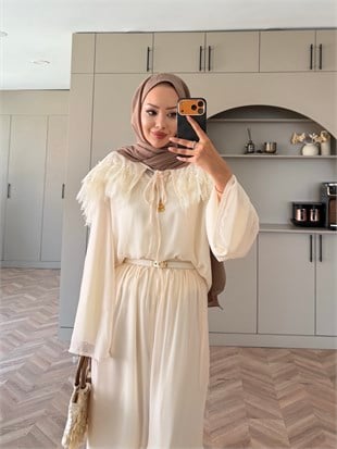 Necta Dantelli Pantolon Takım Bej (5808)