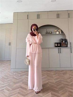 Necta Dantelli Pantolon Takım Pembe (5808)