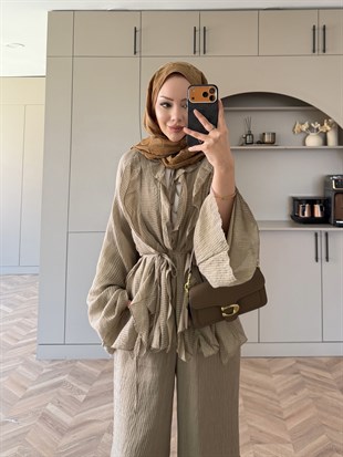 Nehir Fırfırlı Pantolonlu Takım Haki (5798)