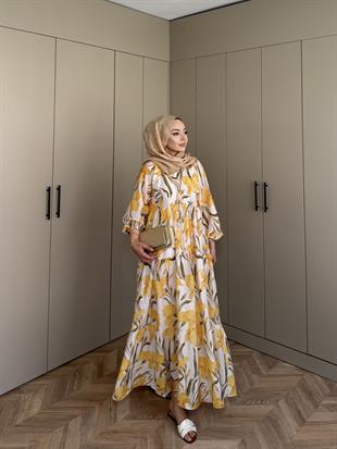 Nergis Pamuk Vual Elbise Sarı