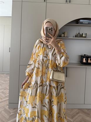 Nergis Pamuk Vual Elbise Sarı