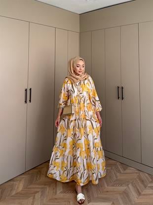 Nergis Pamuk Vual Elbise Sarı
