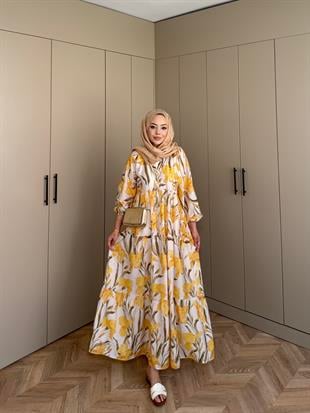 Nergis Pamuk Vual Elbise Sarı