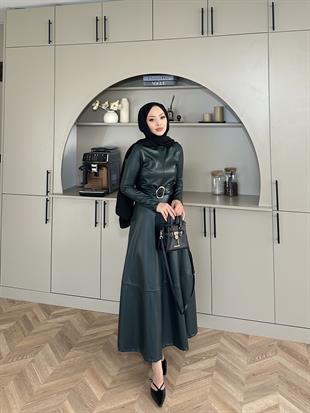 Nesa Deri Elbise Haki