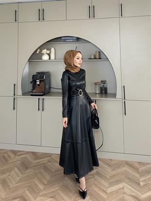 Nesa Deri Elbise Siyah