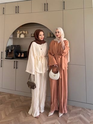Nether Düğme Detaylı Pantolonlu Takım Somon (3073)
