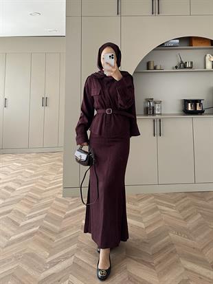 Neva Gömlekli Etekli Takım Bordo