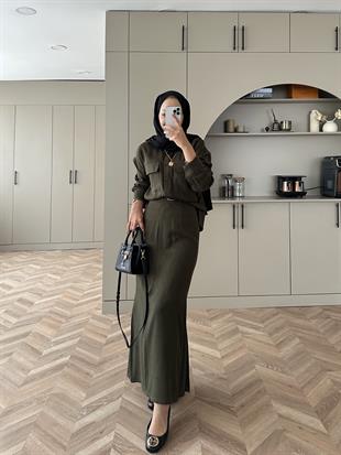 Neva Gömlekli Etekli Takım Haki