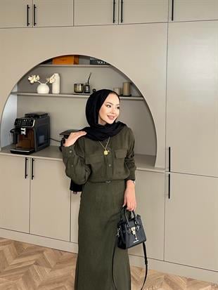 Neva Gömlekli Etekli Takım Haki