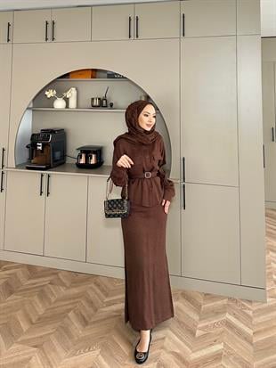 Neva Gömlekli Etekli Takım Kahve