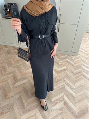 Neva Gömlekli Etekli Takım Siyah