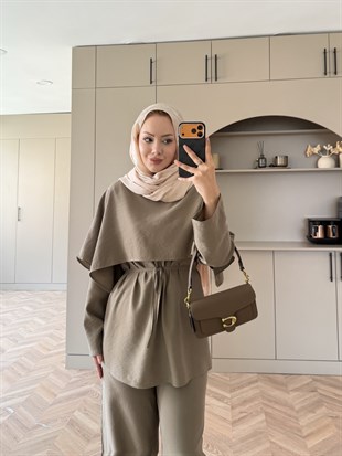 Nicole Modal Pantolonlu Takım Haki (1484)
