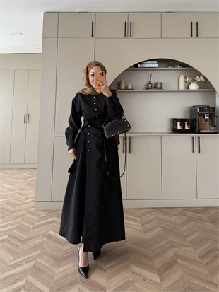 Niksa Yandan Bağlamalı Cupra Elbise Siyah (667)