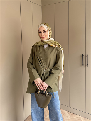 Niva Broş Detaylı Gömlek Haki (4406)