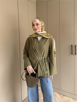 Niva Broş Detaylı Gömlek Haki (4406)
