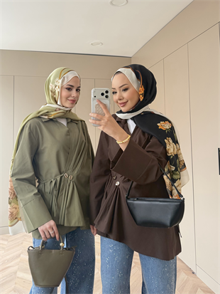 Niva Broş Detaylı Gömlek Kahve (4406)